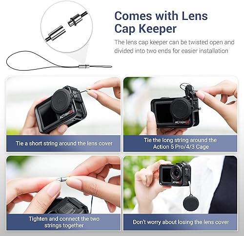 Miniatura 3 de JJC Tapa de lente de silicona para DJI Osmo Action 5 Pro 4 3, cubierta protectora con cuerda antipérdida y anillo de silicona, protege la cubierta