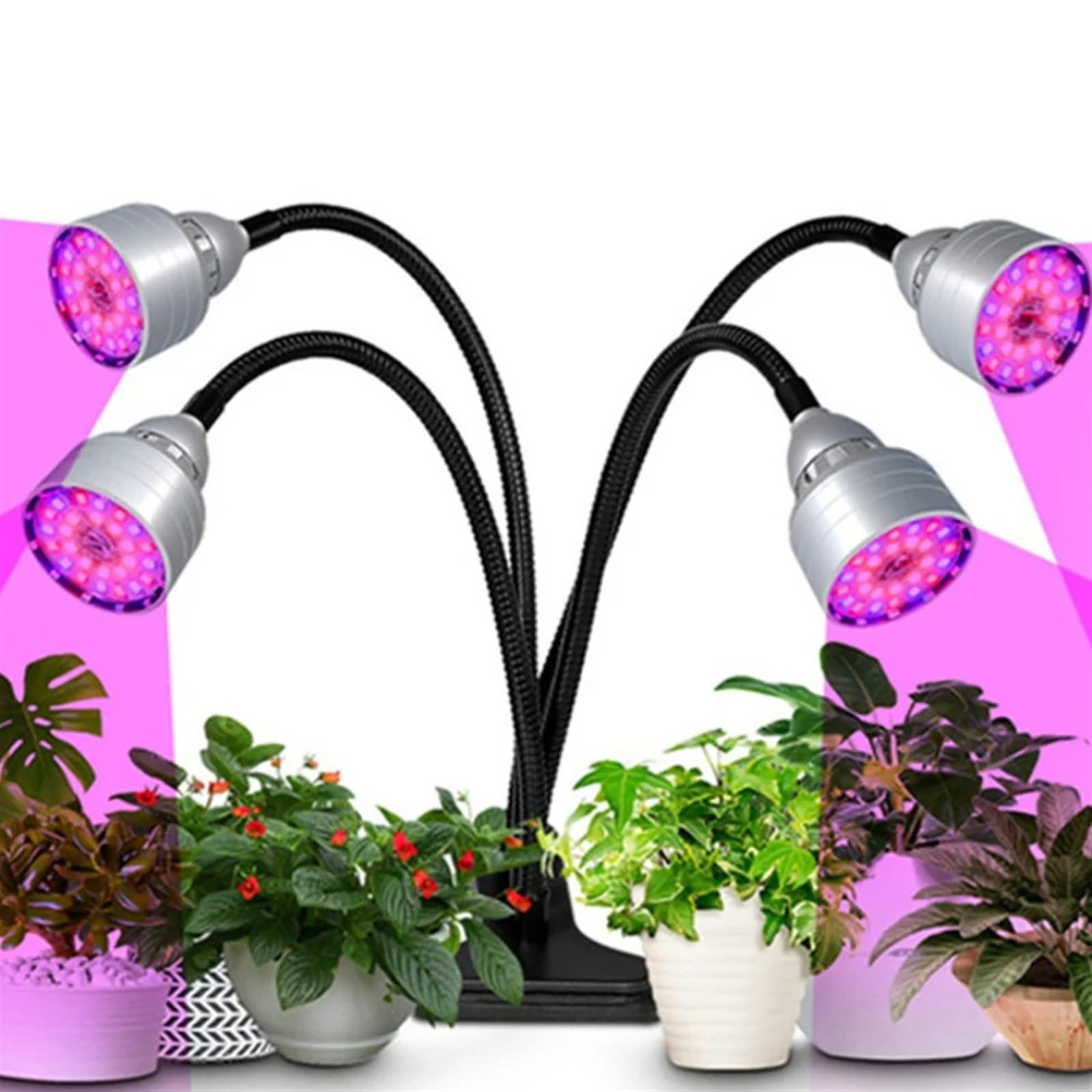 Lampada LED for la crescita a spettro completo 5V USB con staffa for piante da interno, fiori, piantine, tenda VEG, lampada fito,Risparmio energetico(2 head)