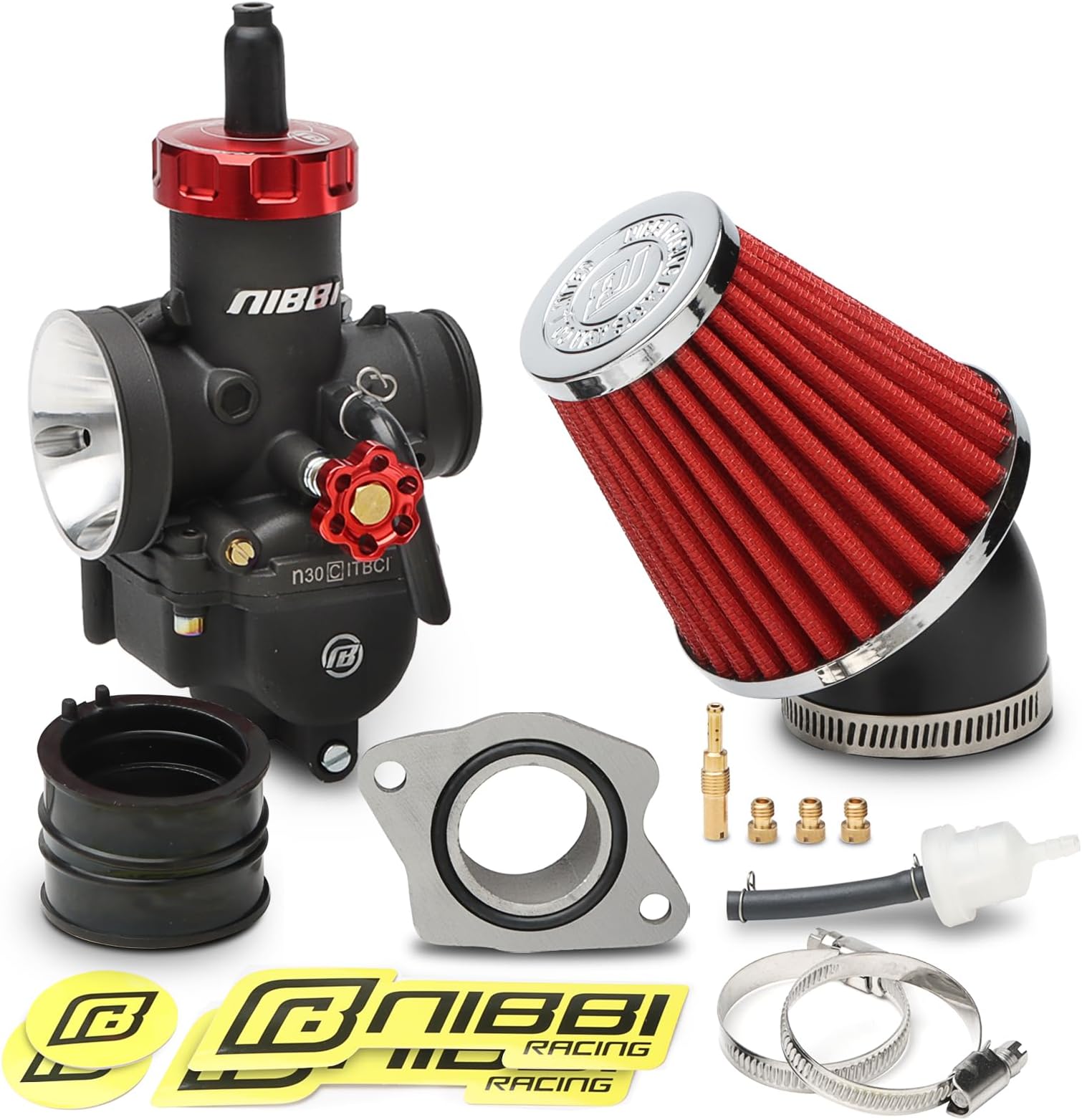 PE30 Carburetot for Hawk 250 Dirt Bike, with Air Filter Intake Manifold Connector, Hawk250 Carb upgrade Performance Enhancement