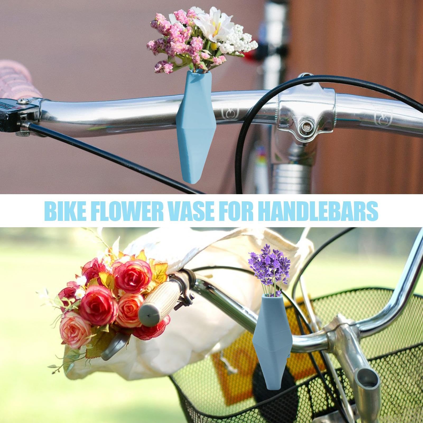 Eventerde Vase Für Den Fahrradlenker Silikon Fahrrad Blumenvase Abnehmbares Design Fahrrad-Blumenhalter 7.8x2.5x2.5cm Motorrad Blumenvase 