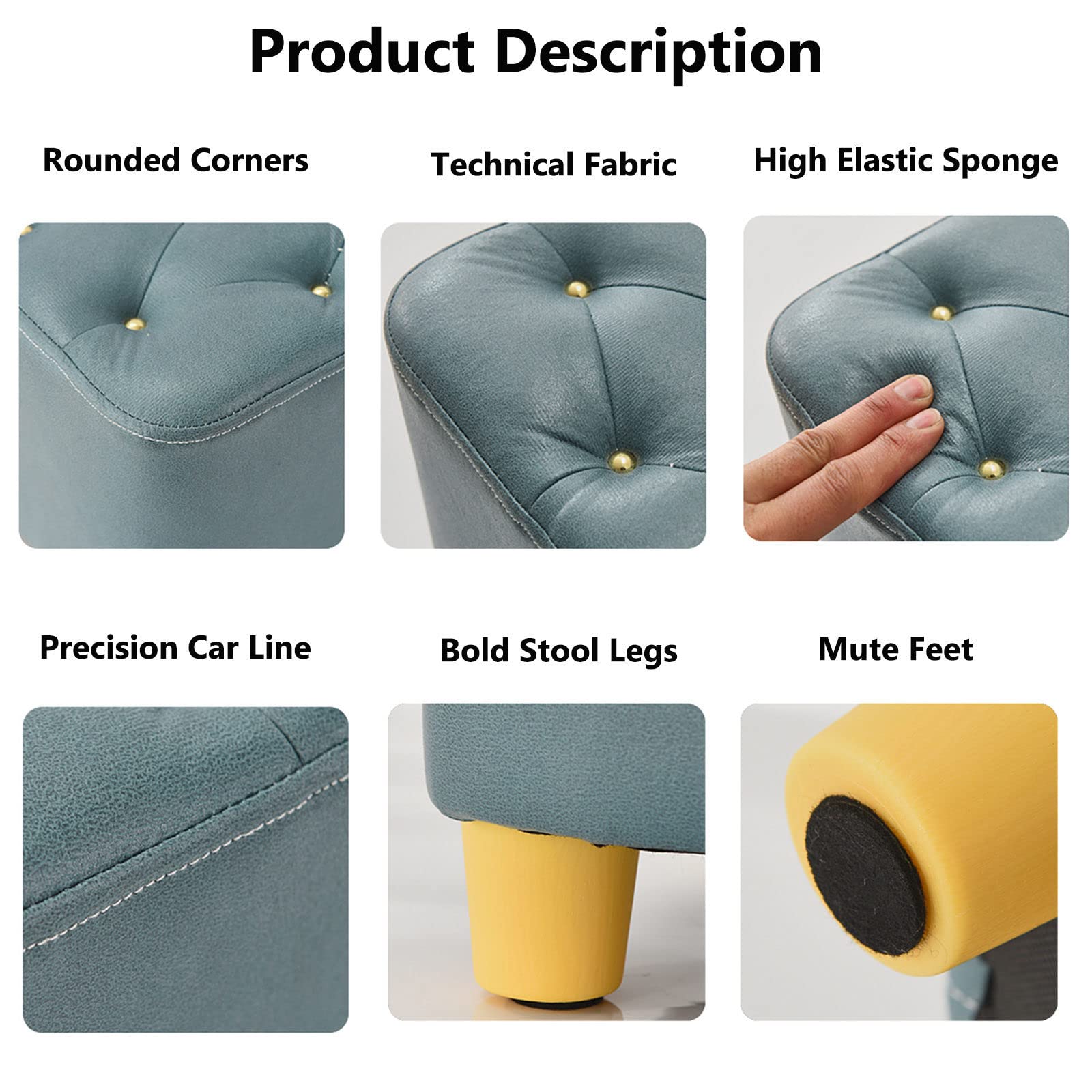 Mały Podnóżek Tech Cloth Ottoman Z Funkcją Masażu, Przenośny Podnóżek Z Wyściełanym Siedziskiem Do Salonu, Składane Stołki Ottoman-Szary-28 * 25 Cm(Niebieski-28 * 25cm)