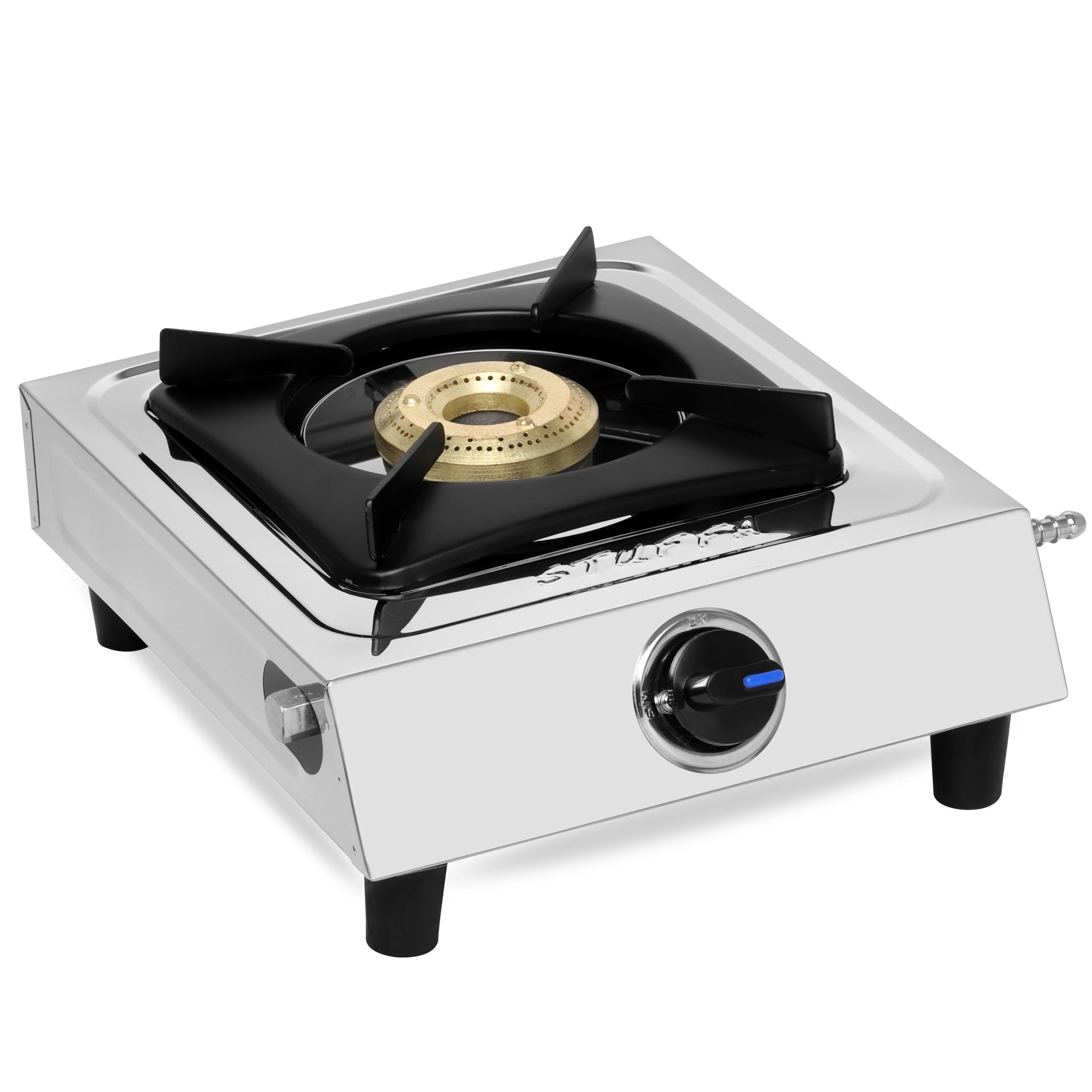 Stuffa Gas Stove Single Burner Chulha LPG 1 Burner Stainless Steel, ISI Certified & 1 Year Warranty with Doorstep Service
