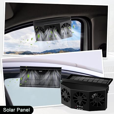 Solar Power Car Fan, Window Fans Auto Ventilation Vehicle Exhaust Cooling Portable Ventilator Automobile Vent Radiator Energy Saving Purifiers All Kinds Cars Solar Powered Exhaust