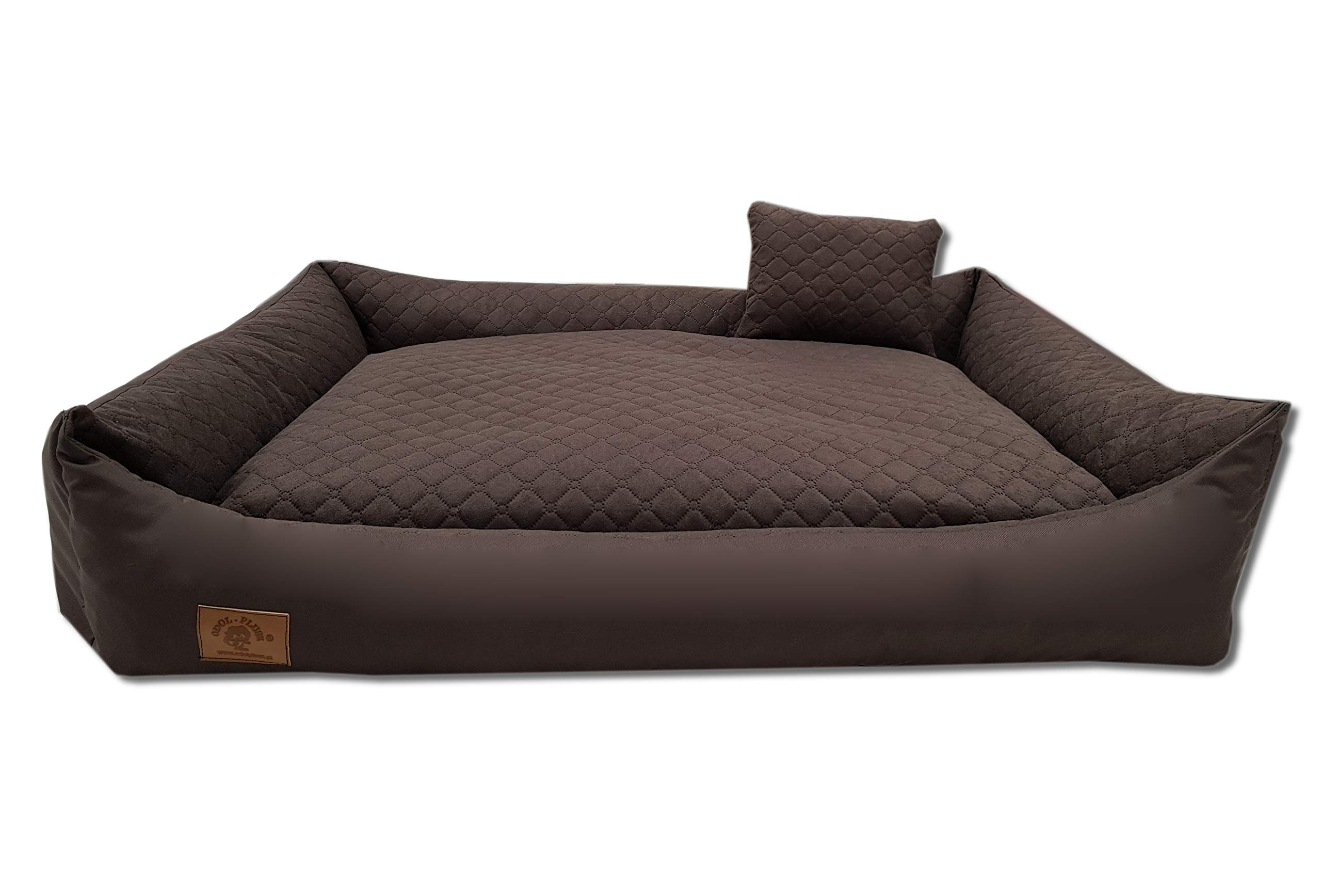 Odolplusz Cama para perros lavable con borde, cojín para perros, 120 x 90 cm (marrón)