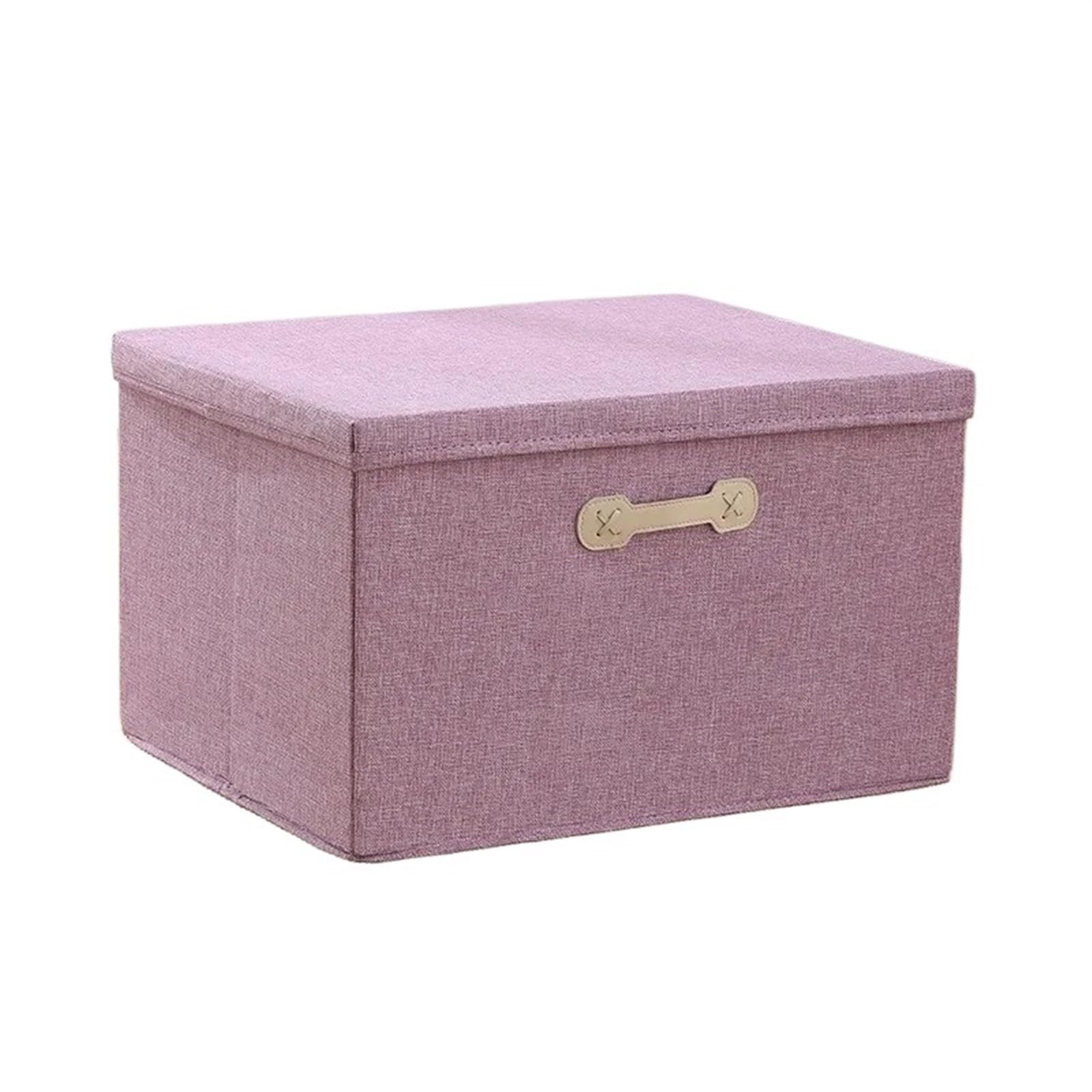 CGUOHU Linen Folding Storage Box With Lid Closet Drawer Clothes Sundries Quilts Organizer Laundry Basket For Wardrobe Storage(Purple,30L(40 30 25cm))
