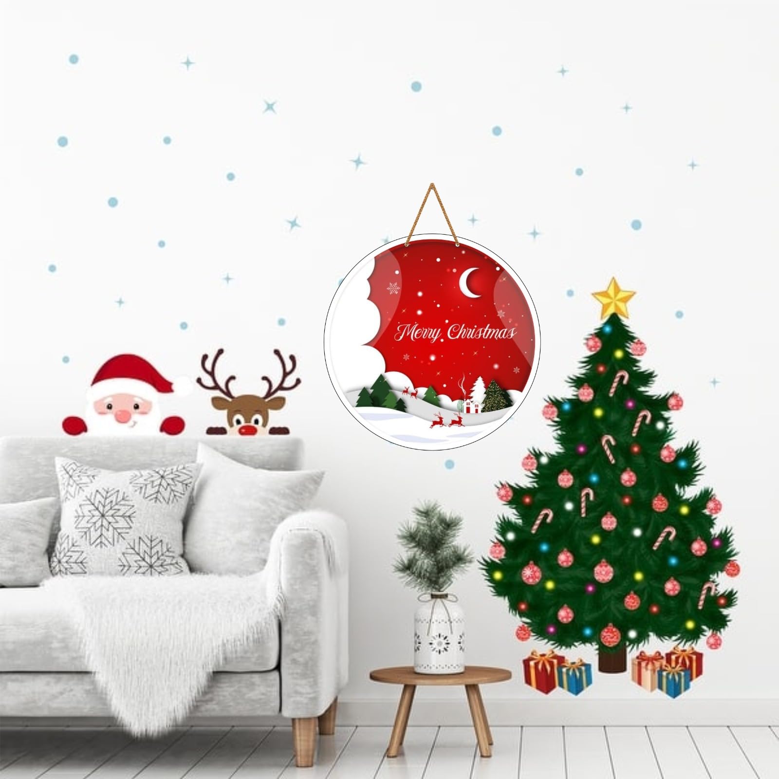 Webelkart Feliz Navidad impresa para colgar en la pared/puerta para el hogar y decoración de Navidad, artículos de regalo de Año Nuevo (10 pulgadas) (Diseño-2)