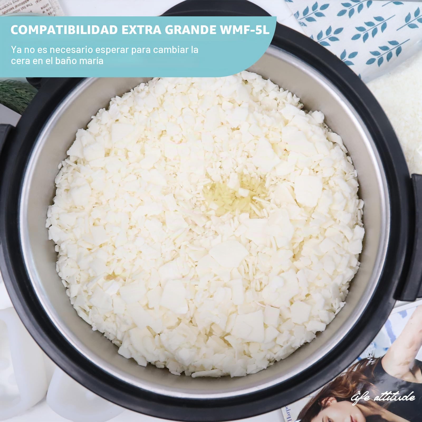 TOAUTO Fundidor de cera para hacer velas, horno de fusión de cera extragrande con boquilla de vertido rápido y control de temperatura, capacidad de cera de 12 libras para jabón de velas, limpieza