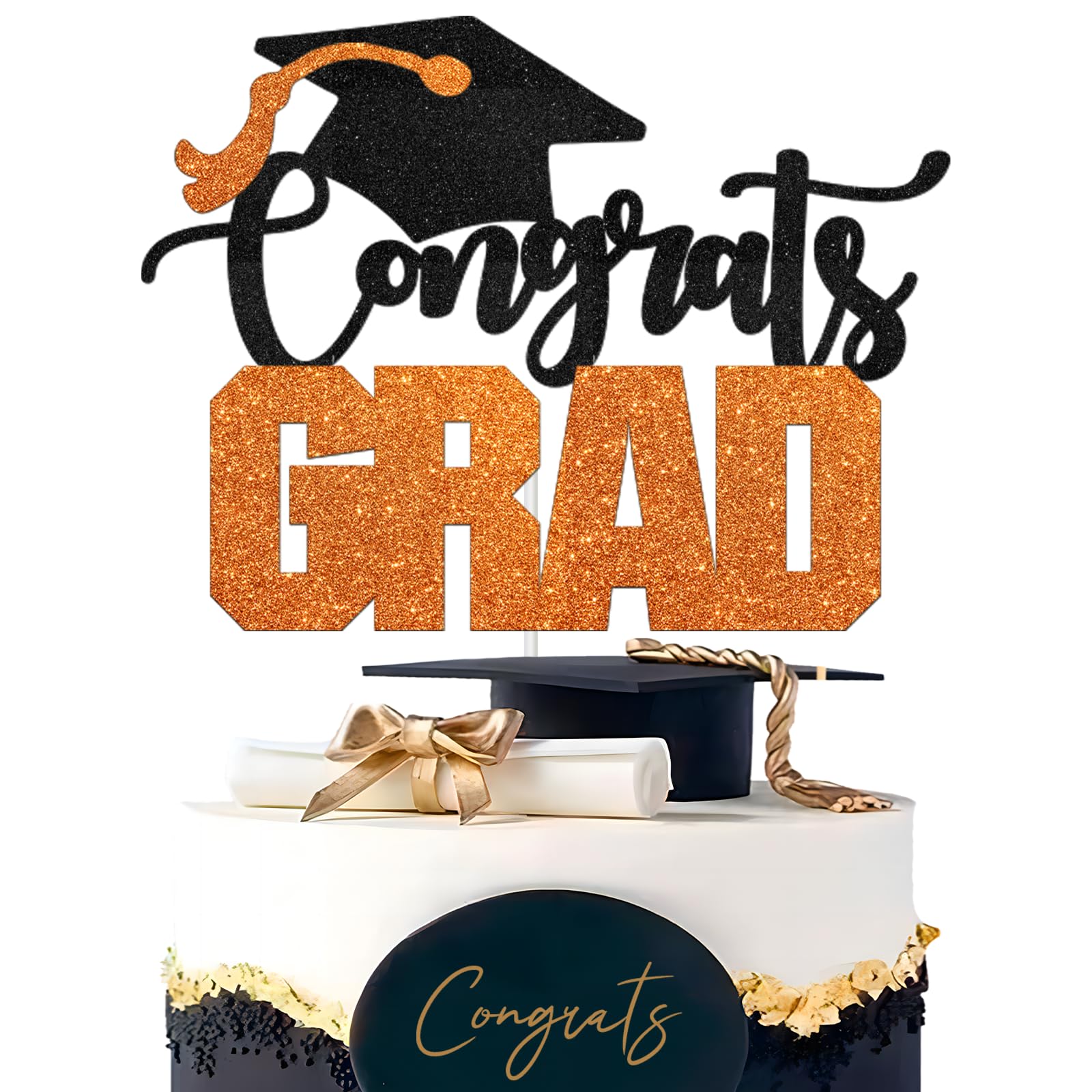 2 Acryl-Kuchenaufsätze „Happy Graduation“ – Für Abschlussparty 2024, Schul- & Uni-Feier