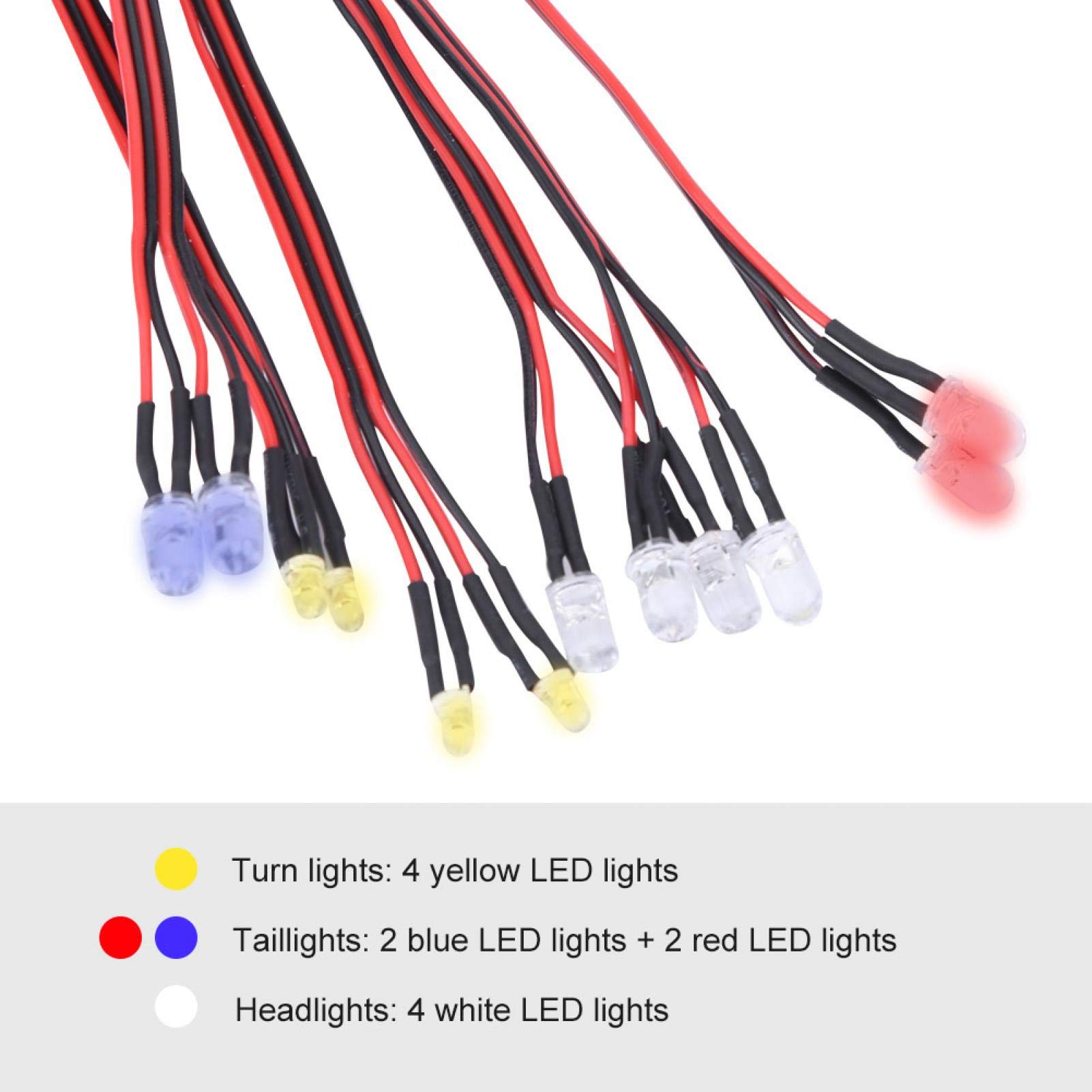 LED-Beleuchtungssystem-Kit, 12-LED-Modul Set, Simulation Blinklichter für 1/10 und 1/8 RC-Autos, LKWs und Crawler, RC-Fans, Outdoor, Indoor und Hobbyprojects