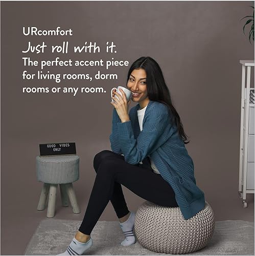 Miniatura 31 de Urban Lifestyle Puf de punto redondo - Algodón tejido a mano, marfil Marfil,Azul,Gris oscuro,Índigo/ azul marino,Gris claro,Negro -,gris