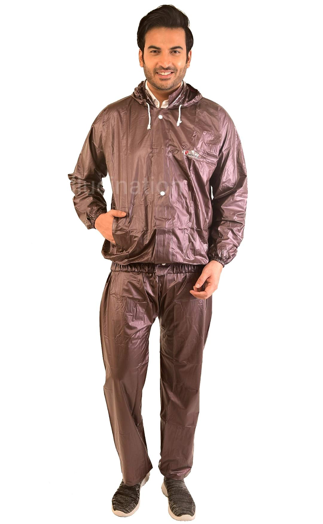 HALLUCINATIONRaincoat for Men for Bike Double Coated PVC 100% Waterproof Bikers Gear Rainwear rain Jacket Pant rain Coats Suit; Soft Strong Made in India