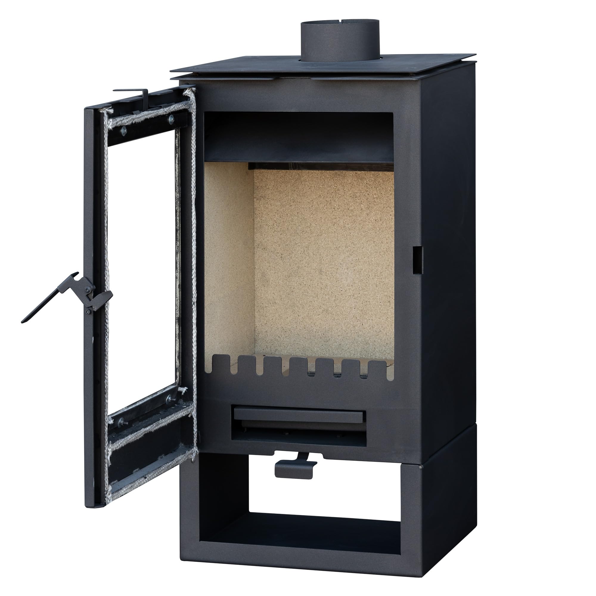 Kaminofen holzofen ALAZ K8M Schwarz 9 kW, Kamin Heizofen Dauerbrandofen Holzofen, Кaminholz Hüttenofen, Кaminfeuer, Briketts Kamin, Fireplace Wood