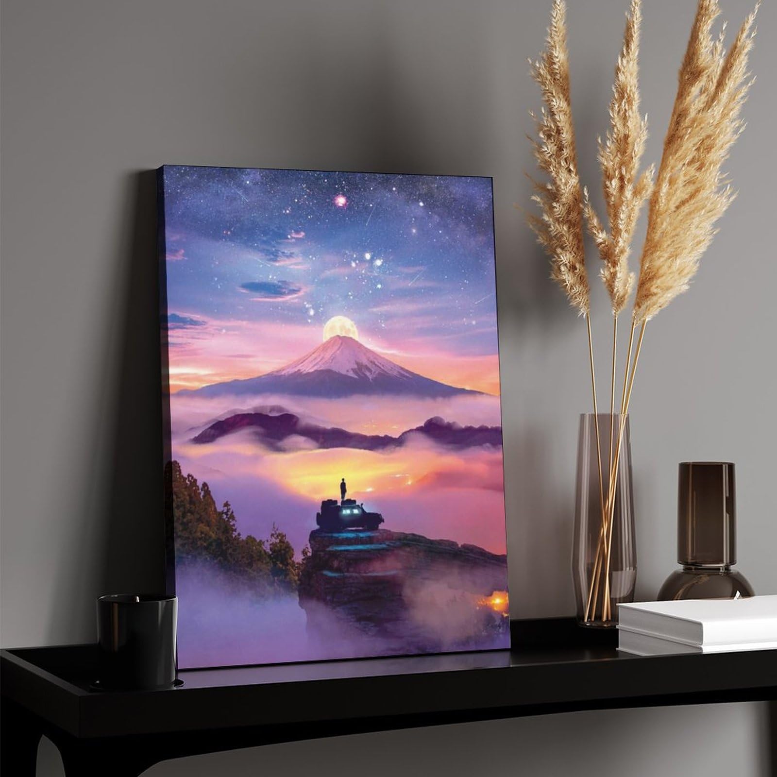 Amazon.co.jp: 絵画 山での瞑想の芸術インテリア 絵画 日本の禅風の