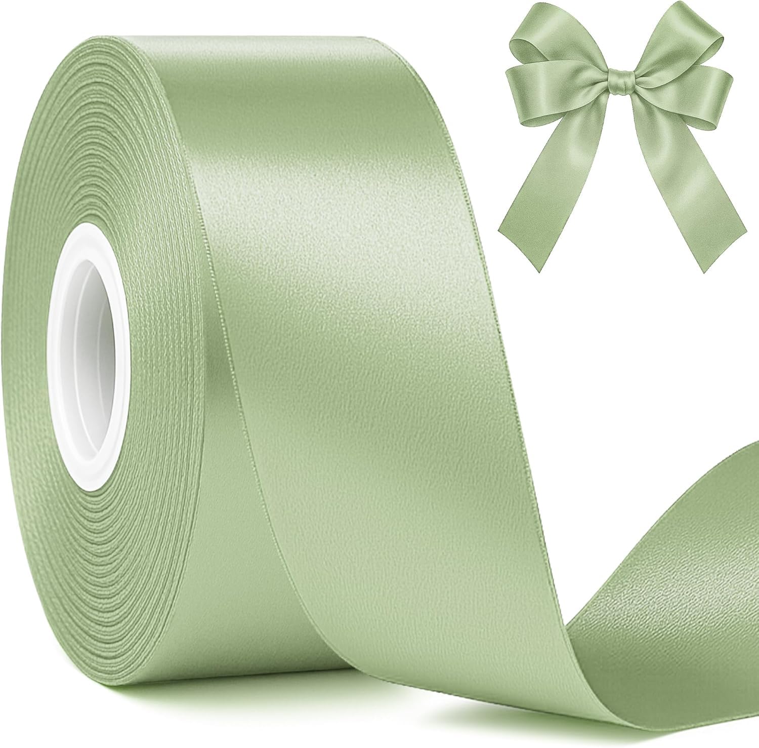 Ribbon 1 1/2 Inch, 30 Yards Ribbon for Gift Wrapping, Polyester Satin Mothers Day Ribbons for Wedding Valentines Day Decorations DIY Bows Wrapping Bouquet Floral Arrangements (Sage Green)-image-35