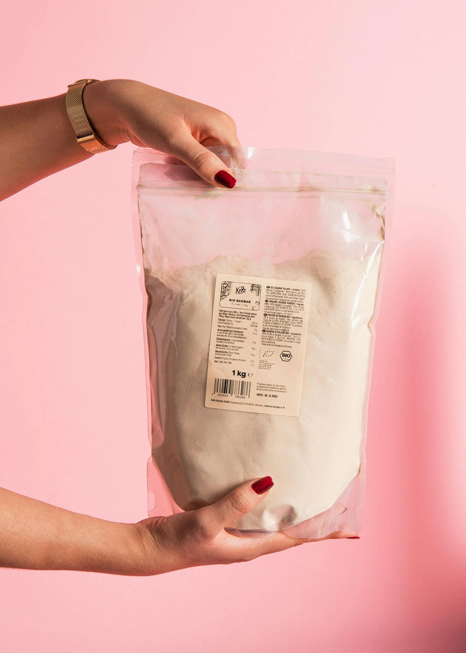 KoRo - Poudre de baobab bio 1 kg - Riche en vitamine C et en calcium - Riche en fibres - Excellent dans les smoothies, les yaourts et les pâtisseries - Convient à une alimentation vegan.