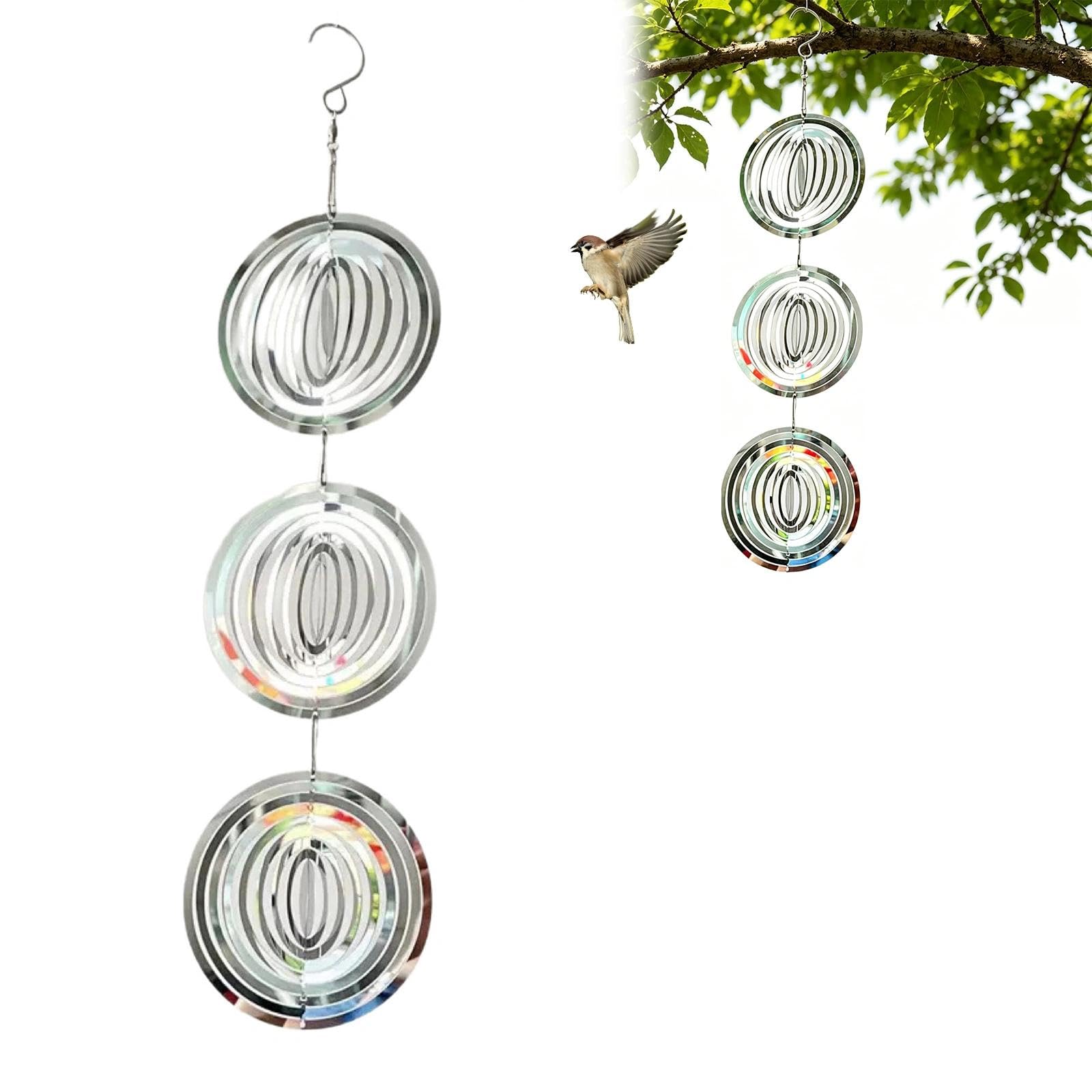 3 Piezas Molinillo de Viento, Anti Palomas Ahuyentador de Pajaros, Ahuyentador Palomas Acero Inoxidable, 3D Ahuyenta Gorriones Otras para Balcones Jardines Patio y Estanques