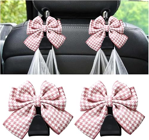 Miniatura 7 de Mandark 2 piezas de ganchos para reposacabezas de asiento de automóvil, lindos ganchos de arco para bolsos y bolsas, accesorios de decoración