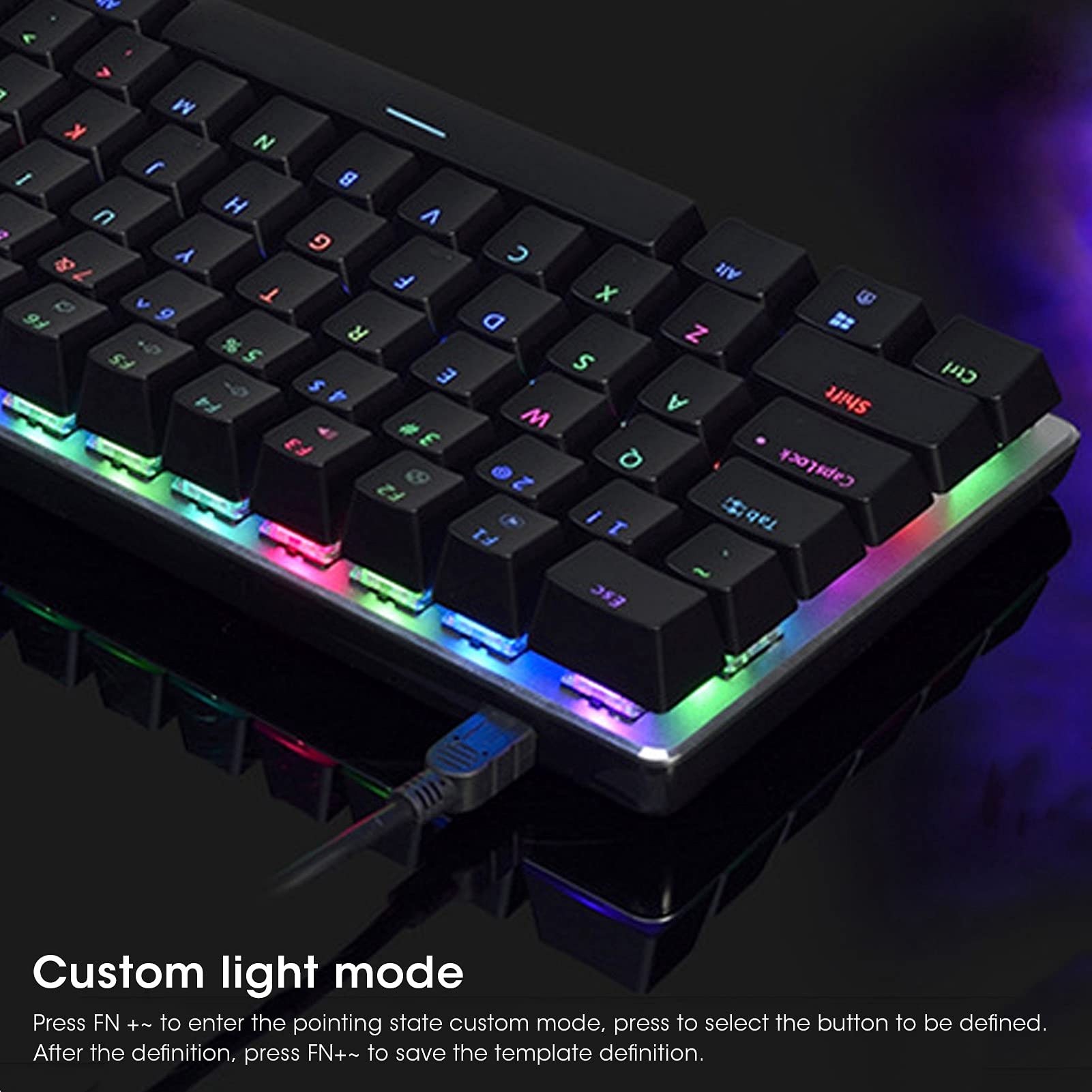 Aramox Klawiatura Mechaniczna AK33, Klawiatura do Gier RGB z obudową z Aluminium i ABS, 82 Klawisze, N Key Rollover, 18 Trybów Podświetlenia, do Komputerów Stacjonarnych Laptop Gier Biurowych