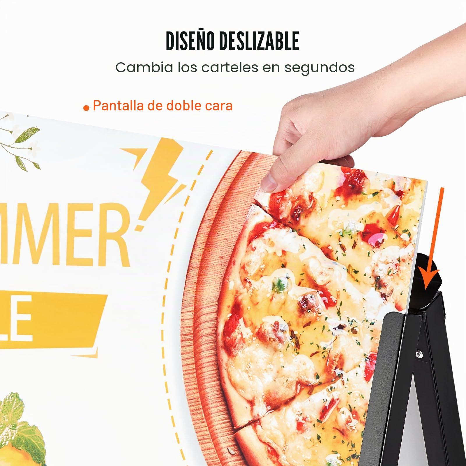 VEOVR Soporte para Carteles en Forma A Expositor Doble Cara 91x61 cm Caballete de Acero para Carteles Plegable y Portátil Tablero Publicitario Impermeable para Bares Restaurantes Exposiciones Exterior