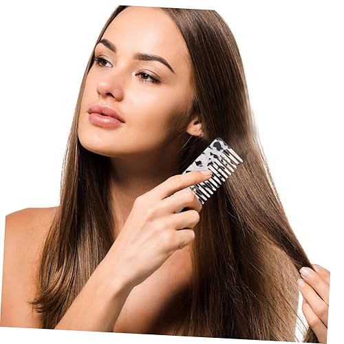Miniatura 8 de Beaupretty Peine desenredante de pelo de tortuga de dientes anchos, sin mango, peine de peluquería con bolsillo de acetato para cabello grueso,