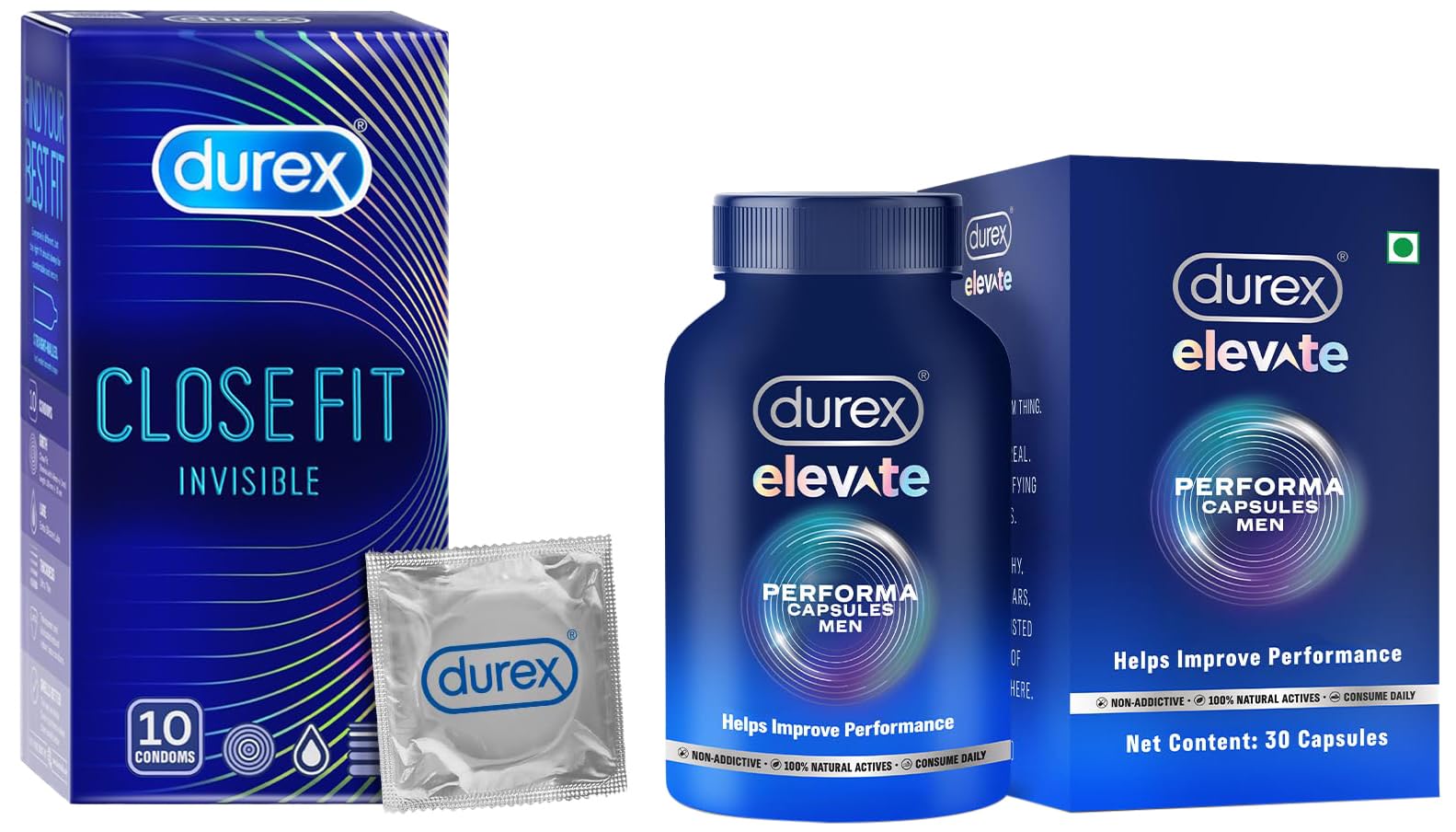 Durex Elevate Performa Shilajit Capsules For Men with Durex Close Fit Invisible Condoms for Men - 10s | Ultra Thin Condom-image-32