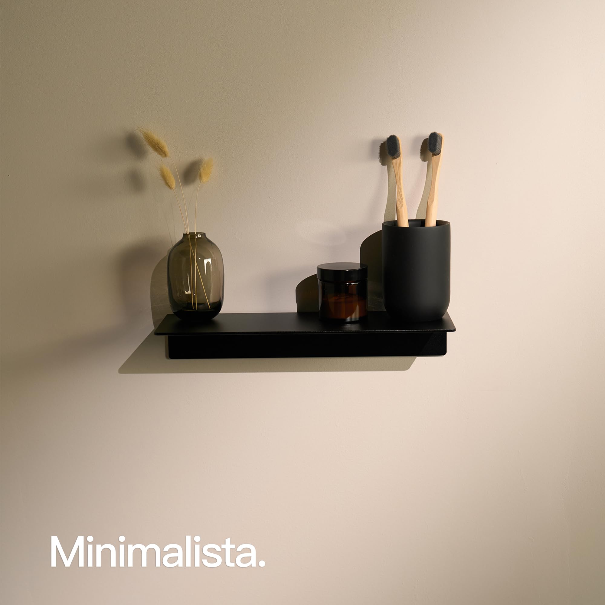 Design Hamburgo | Estantería de baño | Estantería de Pared (Negro Mate, 30 cm)