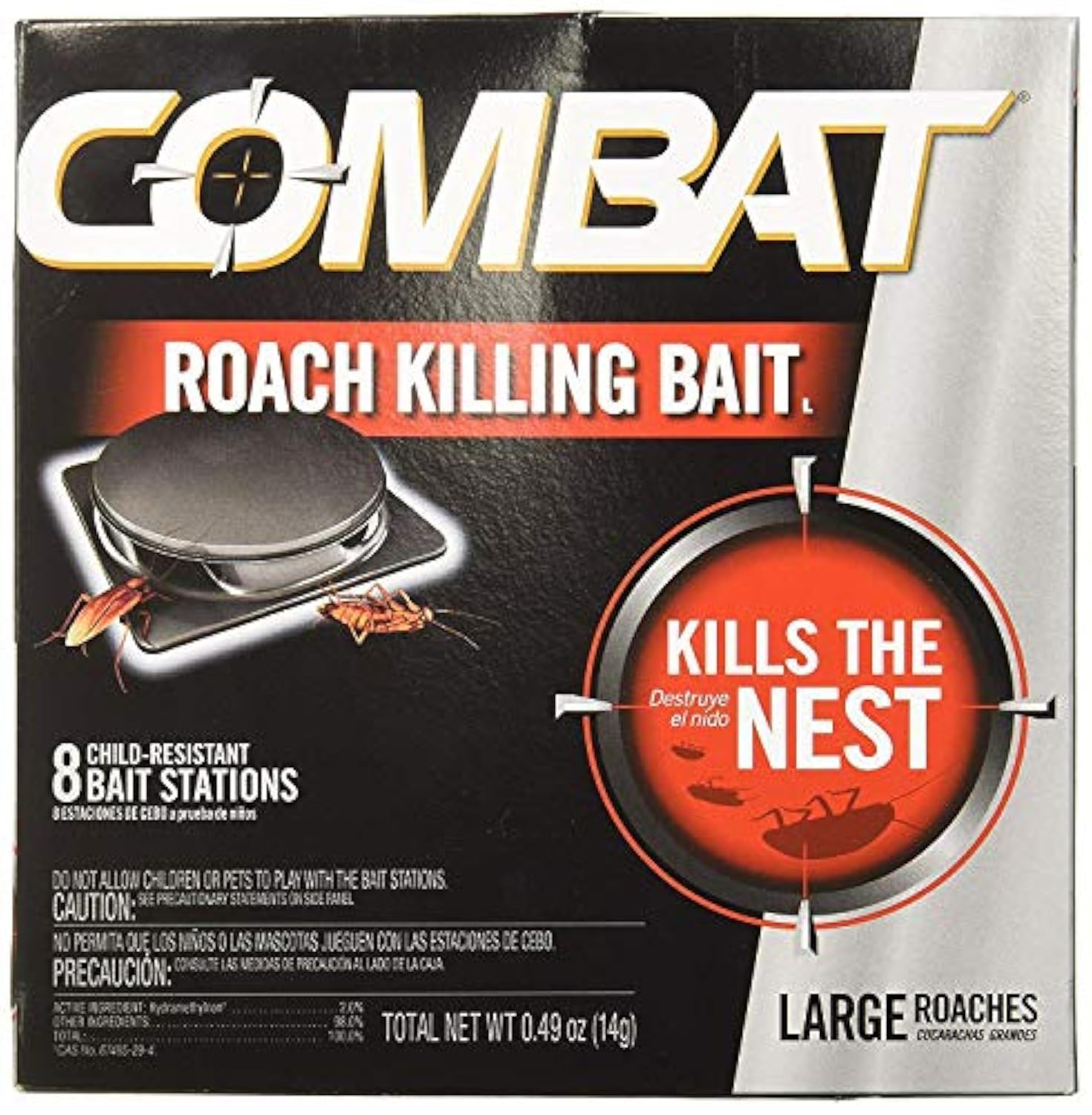 Combat Roach Killing Bait, Large Roach Bait Station, 8 Count - Cockroaches Killer
