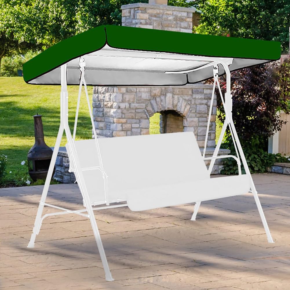 Copertura di ricambio per columpio, Tettuccio impermeabile 190T per dondolo da giardino, Telo Superiore per Sedia a Dondolo da Giardino a 2/3 Posti(Green,191x120x18/23cm)