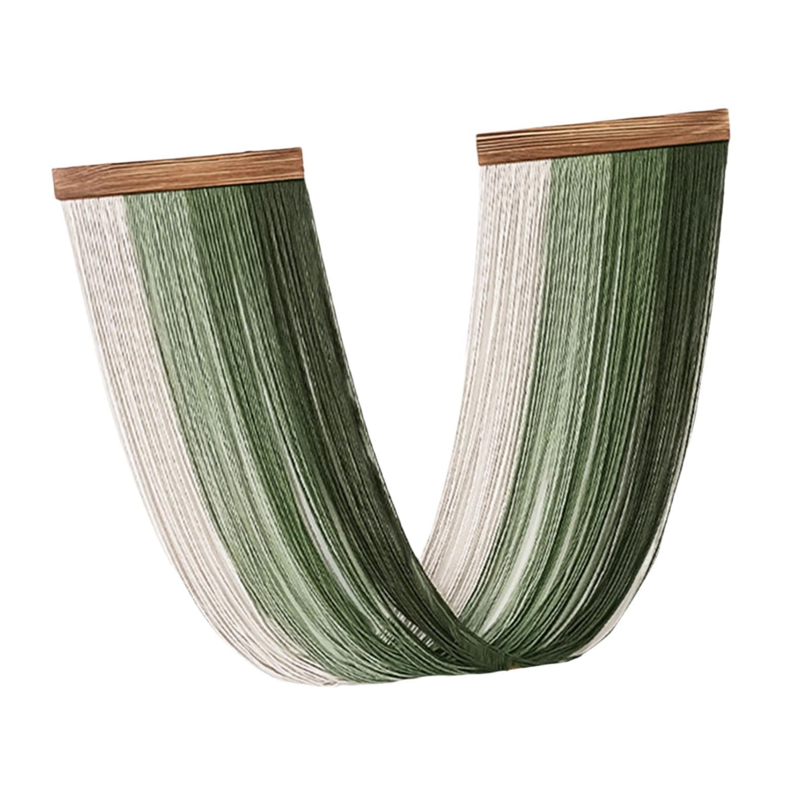 Tapiz Colgante de Macramé Tejido Artesanal Decoración de Pared Bohemia Elegante Diseño Moderno Creativo con Algodón Y Madera Adecuado para Dormitorio, Verde, Individual