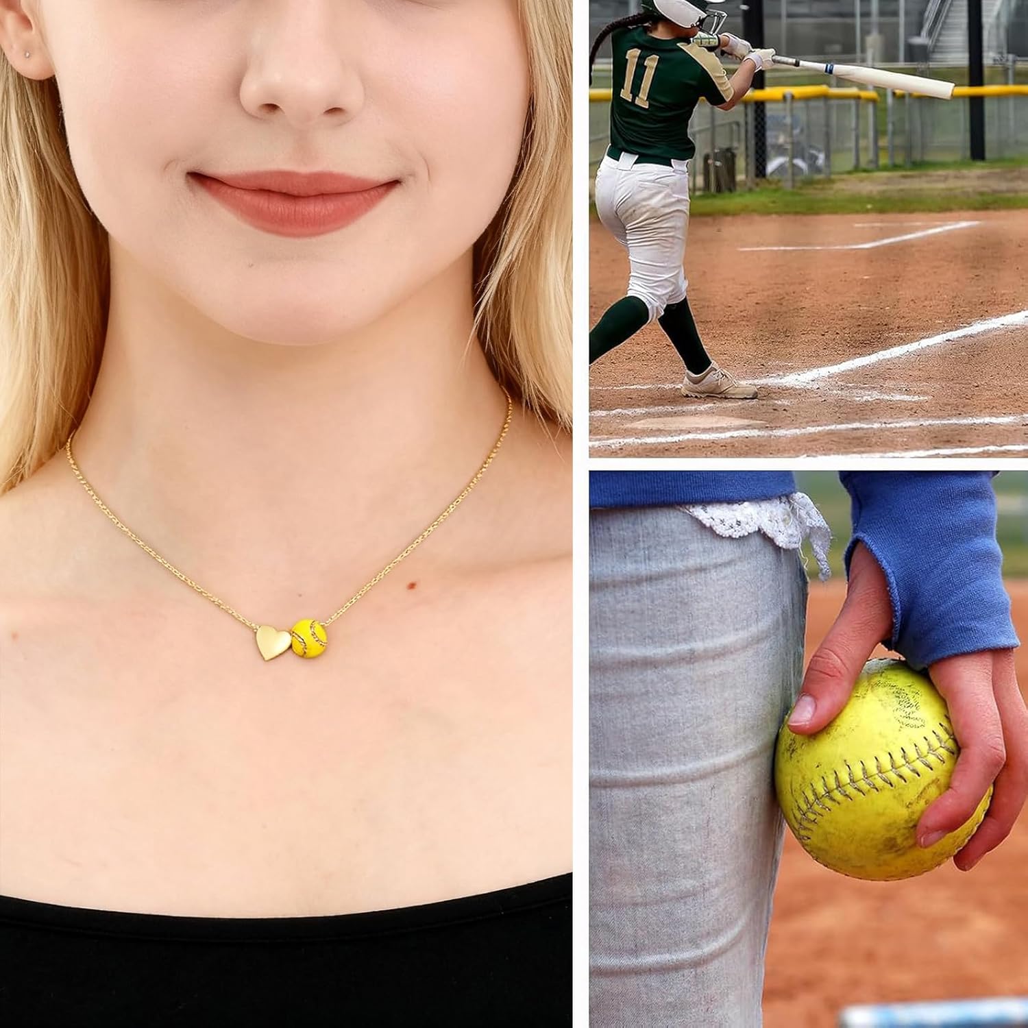 Softball Volleyball Basketball Necklace for Women Gold Sports Fan Necklace Game Day Ball Sports Necklaces Jewelry Gift for Sport Party Favors - Image 3