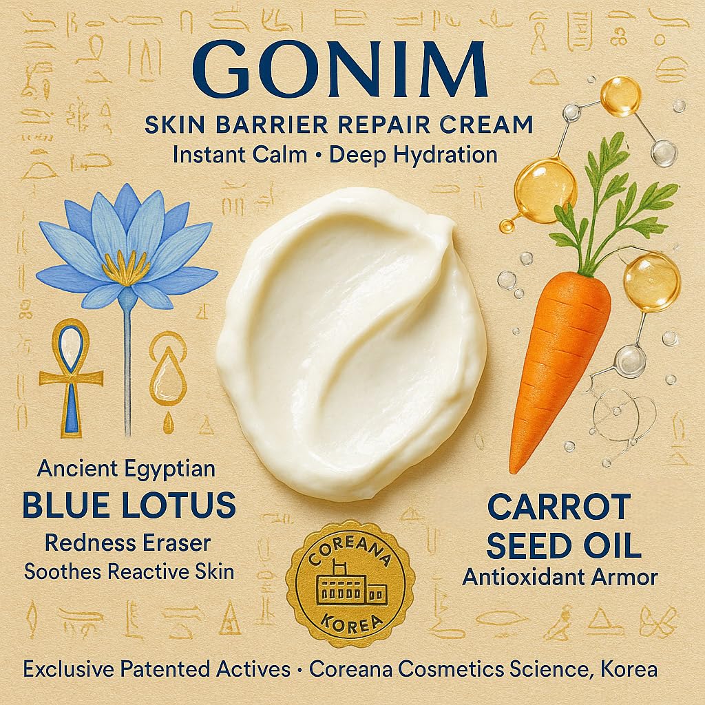 GONIM Face Moisturizer Korean Skin Care,Anti Aging Support with Collagen Activation,Skin Barrier Repair Face Cream,Daily Face Moisturizer for Dry,Sensitive Oily Skin,Shea Butter Hydration-3.38fl.oz