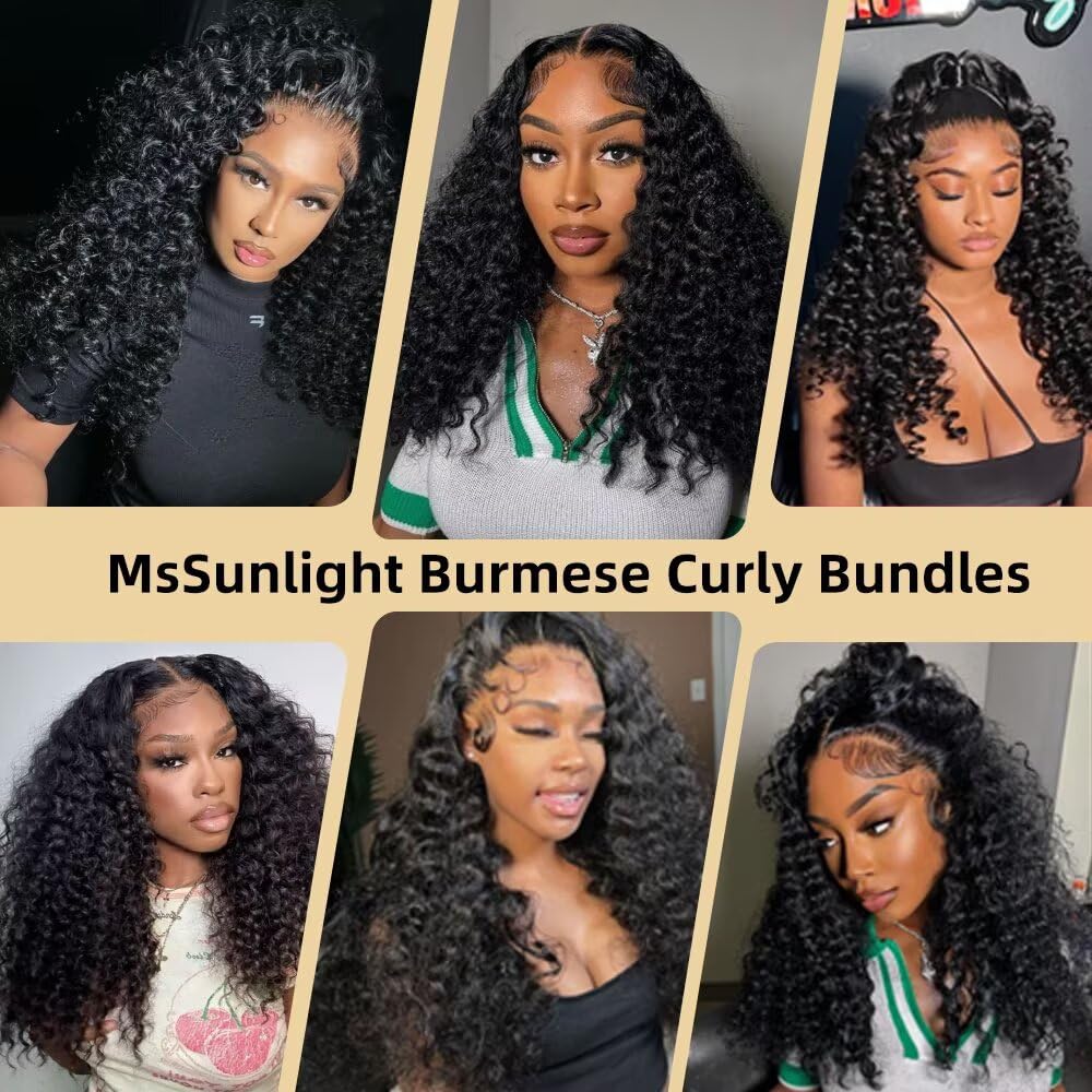 15A Burmese Curly Bundle Human Hair 100% Unprocessed Virgin Remy 3C4A Burmese Curly Raw Hair Extension Deep Wave Bundle Human Hair with Spiral Curls Can Be Dyed Bleached Thick Ends 24 Inch