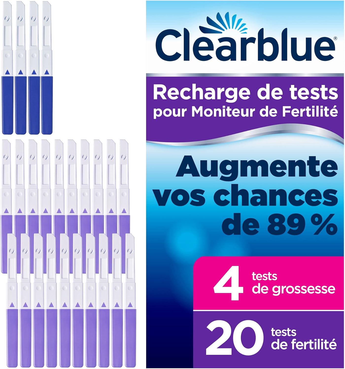 Clearblue, Pack de recharge 24 Tests (20 Tests De Fertilité Pour L