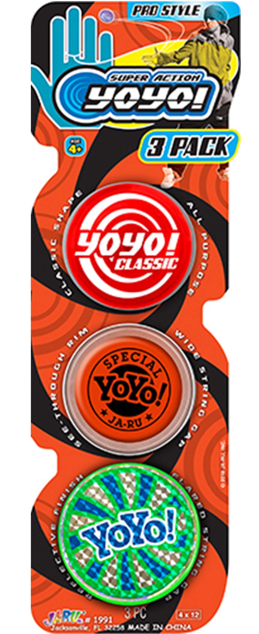 JA-RU Yoyo Professional Bundle Yo-Yos Set (1 Pack of 3) Quality Fun Fidget Toys for Kids and Adults Stoking Stuffers Filler Party Favors in Bulk 1991-