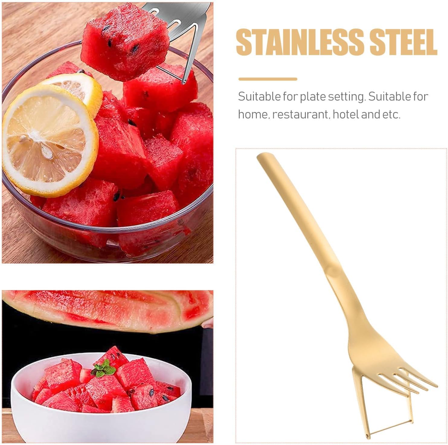 Stainless Steel Watermelon Fork Cutter, Fruit Slicer 2-in-1