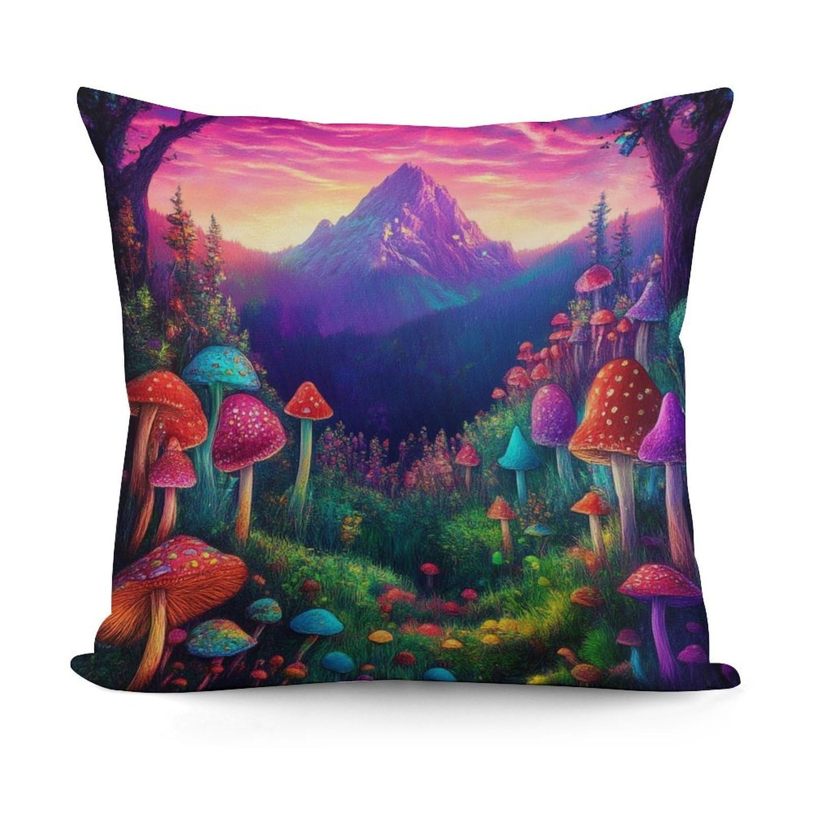 Smazdfxx Picture(660) Plush Decorative Throw Pillow Covers Couch Cushion Case Modern Home Decor For Sofa Soft Trippy Mushrooms Art Pillowcases