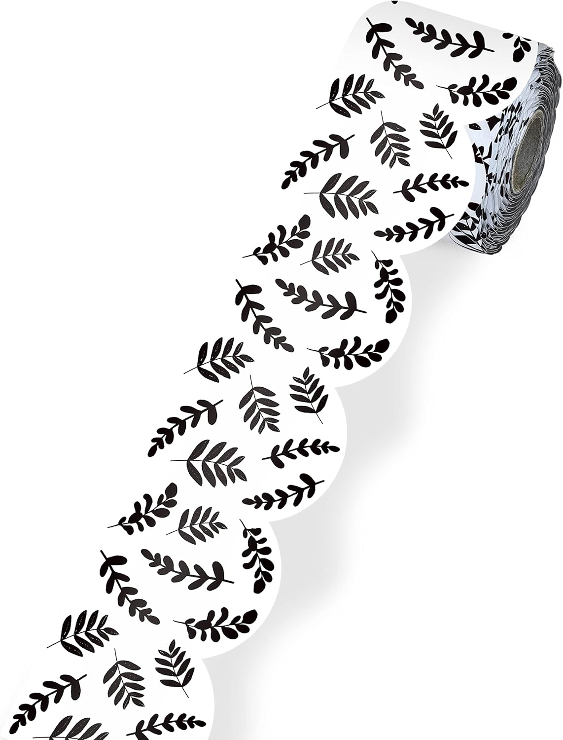 Carson Dellosa Farmhouse 65 Ft Scalloped Black and White Leaves Bulletin Board