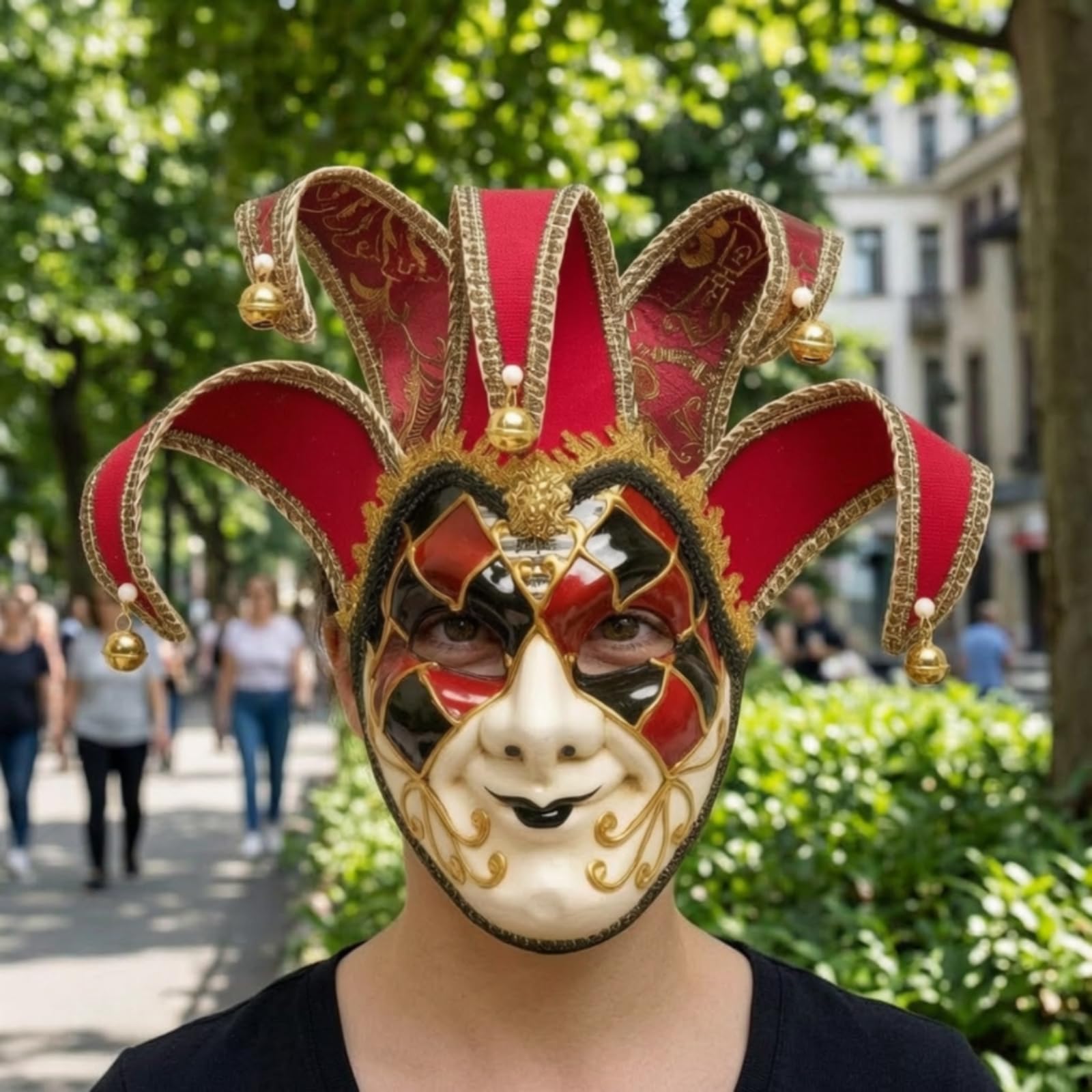 Maschera Veneziana Drammatico Maschera da Giullare Popolare Decorazione per Carnevale