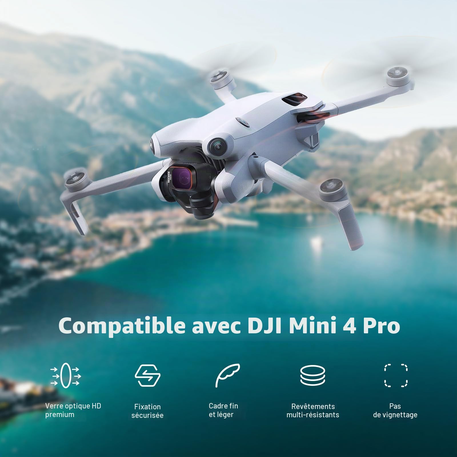 NEEWER Lot de 6 filtres ND&CPL à Clipser compatibles avec DJI Mini 4 Pro, filtres CPL et filtres à densité Neutre ND8 ND16 ND32 ND64 ND128 avec Cadre Ultra Fin en Verre HD Enduit Double Face