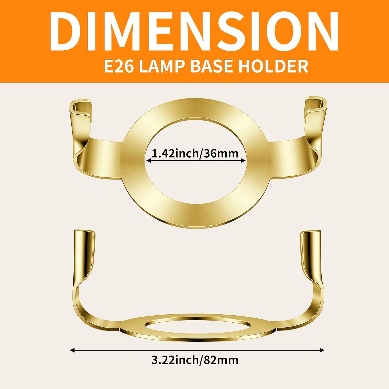 2 Pack E26 Lamp Harp Saddle Base, UNO Non-Slip Collar Ring Adapter