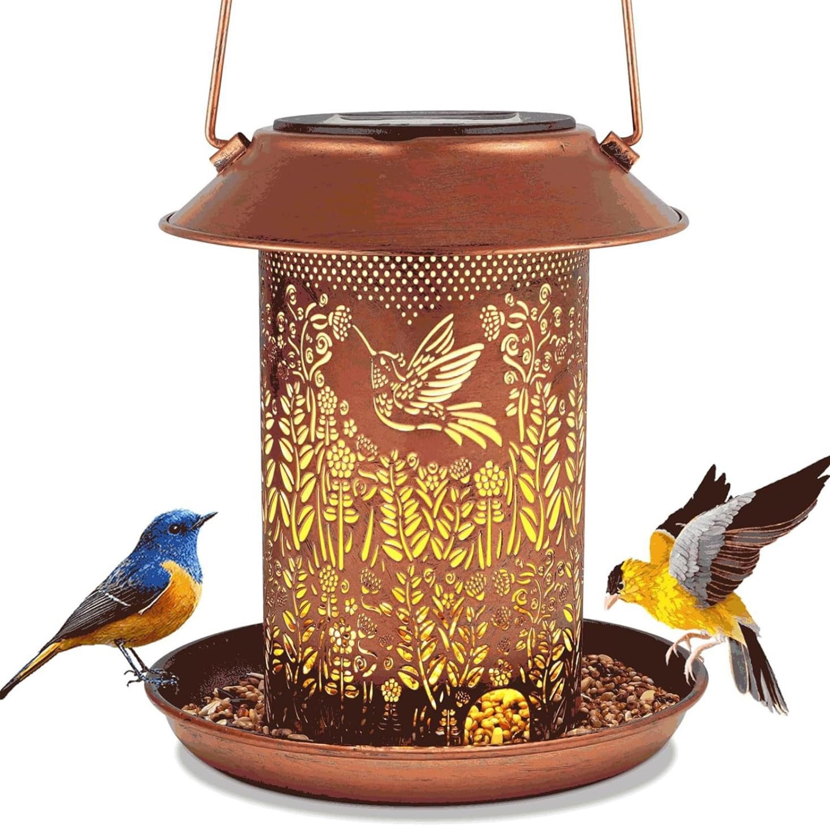Mangeoire pour colibris facile à nettoyer avec éclairage solaire extérieur pour oiseaux