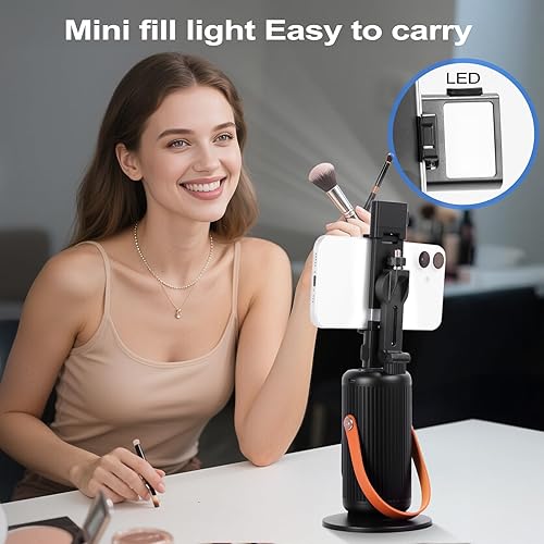 Miniatura 6 de Trípode automático de seguimiento facial de 360, soporte para teléfono con base, transmisión en vivovideoconferenciaartefacto de vlog, control de