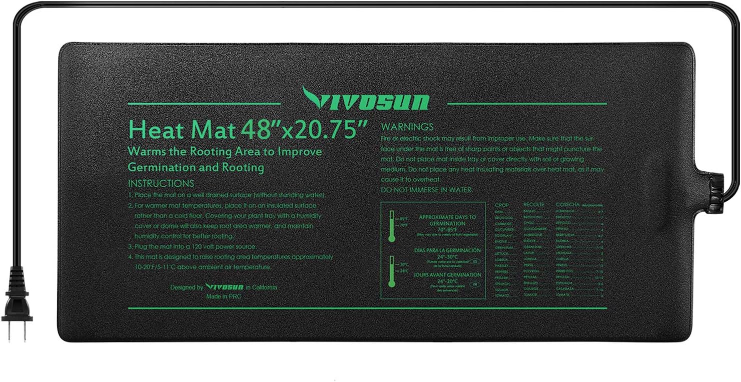 VIVOSUN Durable Waterproof Seedling Heat Mat Warm Hydroponic Heating Pad 48" x 20.