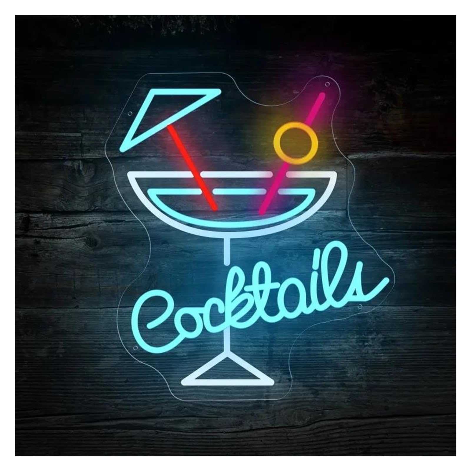 Insegna luminosa al neon Cocktail per luci al per neon Acrilico per insegne per per alimentazione per USB, luminosità regolabile Bevande per per Adatto per arredamento negozio 37cmx42cm