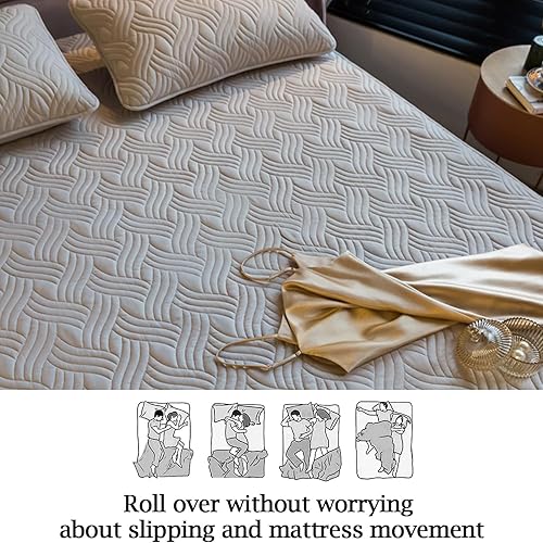 Miniatura 8 de Dropshipful Sábana bajera acolchada tamaño King, se adapta a colchones de hasta 15 pulgadas de profundidad, juego de 3 piezas (1 sábana bajera, 2