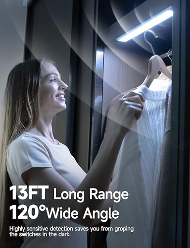 Miniatura 4 de Luz blanca de 10 pulgadas (suave + foco), luces para debajo del gabinete, iluminación recargable, luz inalámbrica con sensor de movimiento para