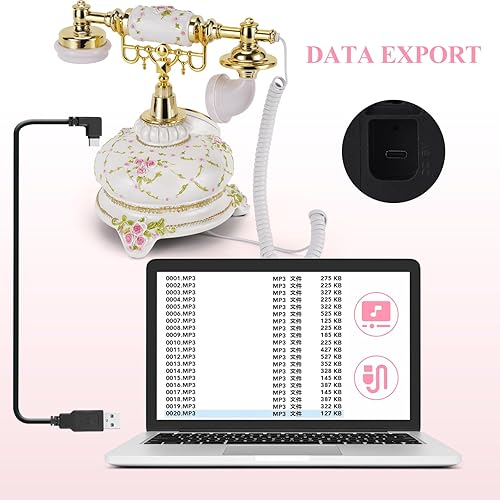 Miniatura 6 de Teléfono de audio para libro de visitas, capacidad de 32 G, libro de visitas, teléfono de boda, grabación de audio retro, mensaje de voz