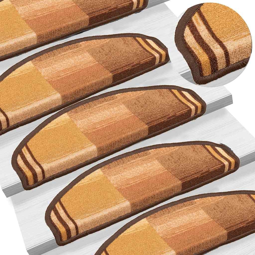Tomostar Lot de 15 Marchettes d'escalier, Tapis d'escalier Autocollant Tapis pour Marche Protection d'escalier 15 pcs Marron 65x21x4 cm