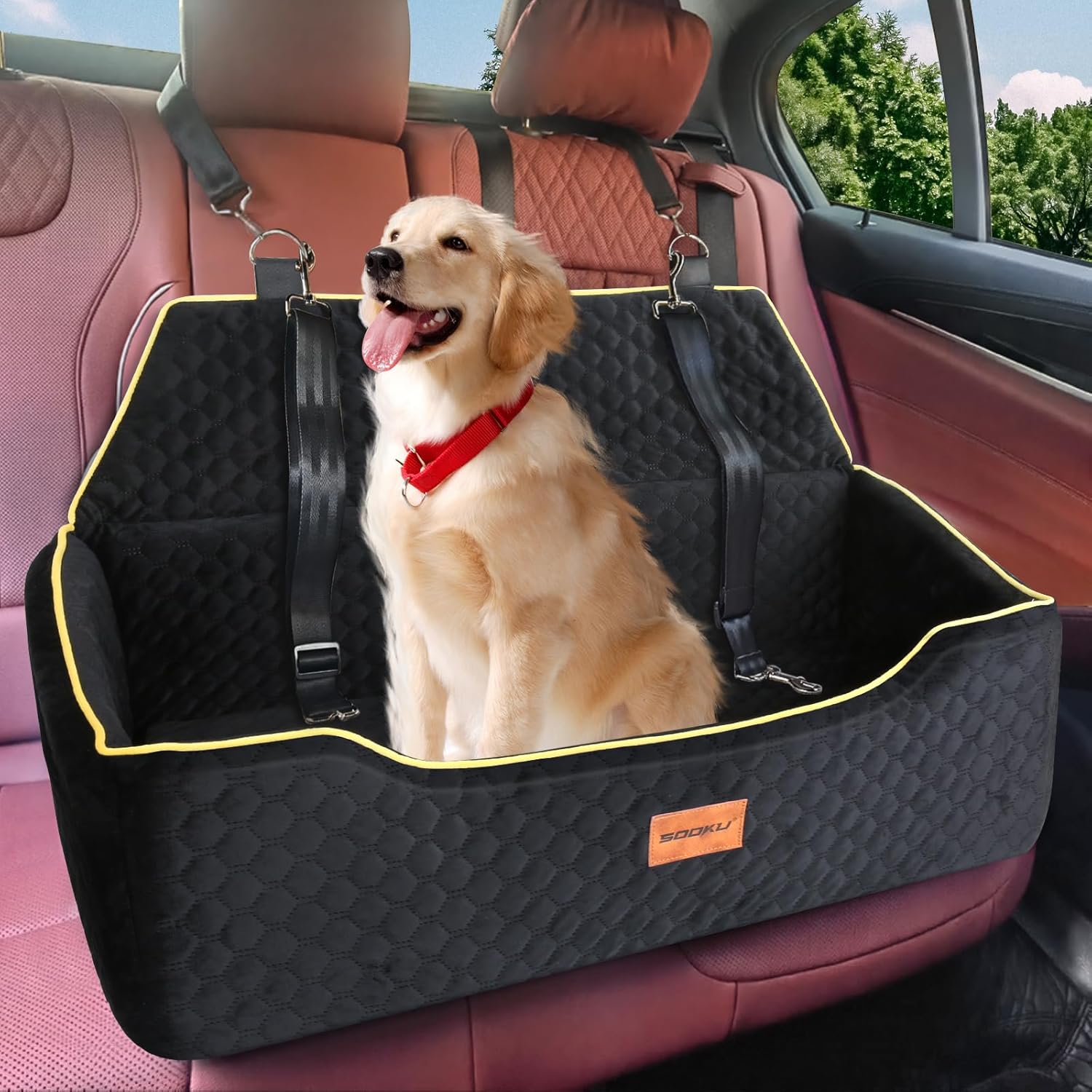 Black Large Dogs Car Seat,Elevated Pet Car Seat Under 60
