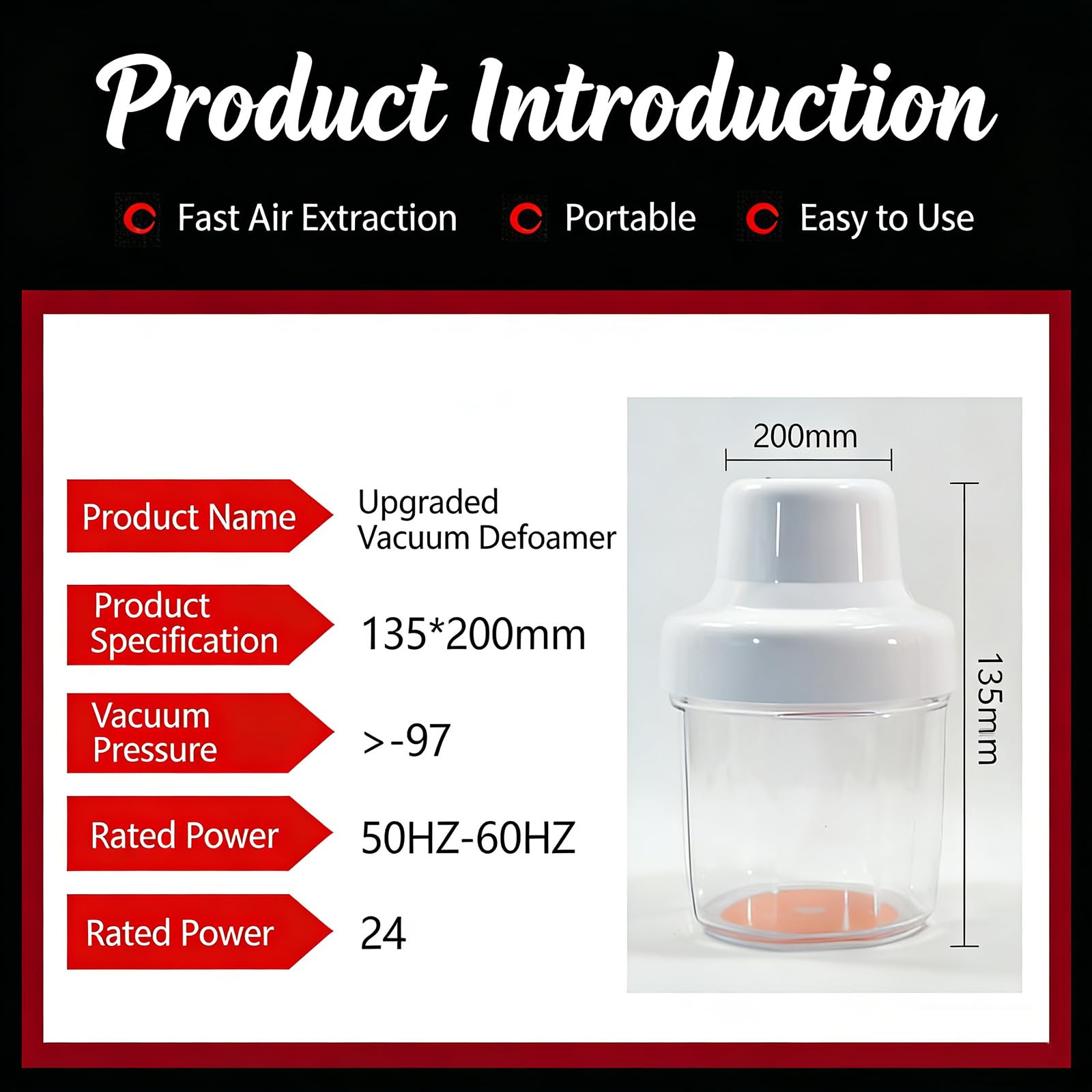 GZPKJ Rimuovi Bolle di Resina, Macchina Antischiuma Sottovuoto, Macchina Airless per Resina Epossidica, Controllo Touch, Display a LED, Timer 360s/600s, per Resina Epossidica, Resina UV